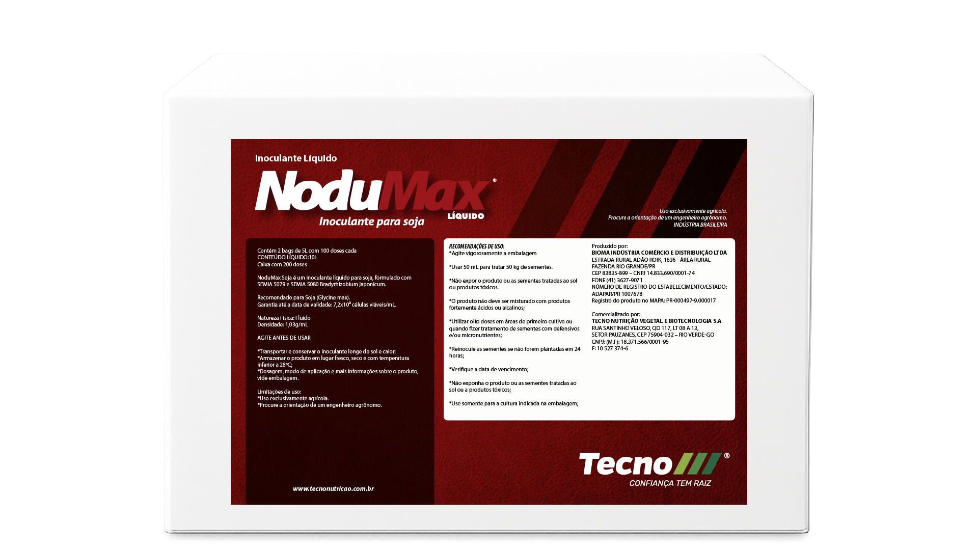 Embalagem Nodumax Soja Líquido — Tecno, Confiança tem raiz