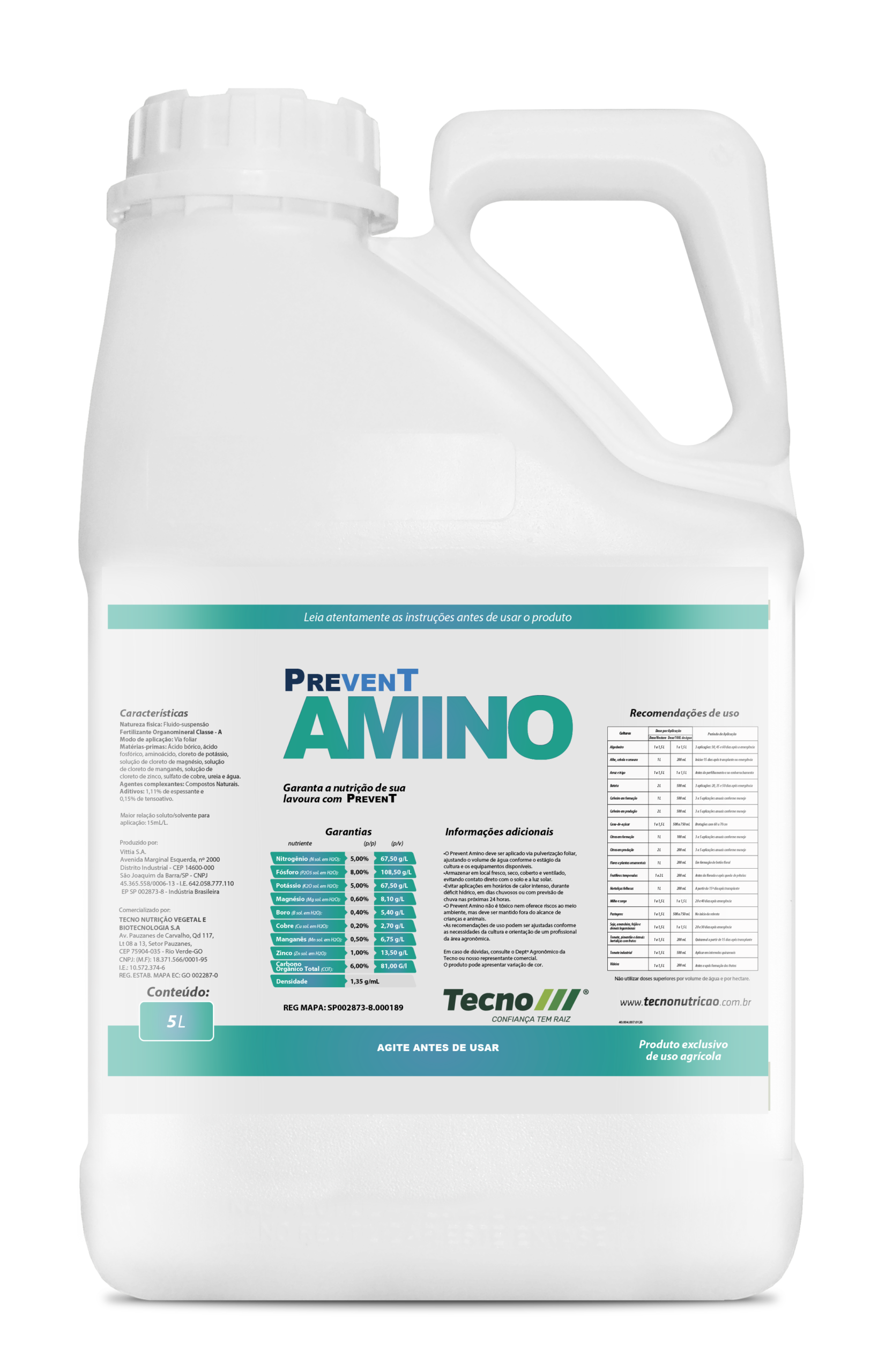 Embalagem Prevent Amino — Tecno, Confiança tem raiz